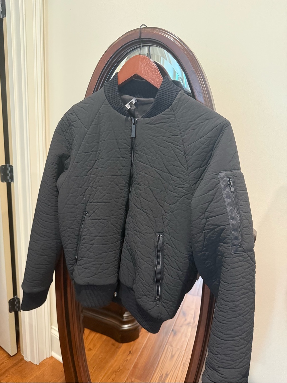 MICHI Black Quilted Jacket with Ribbed Collar